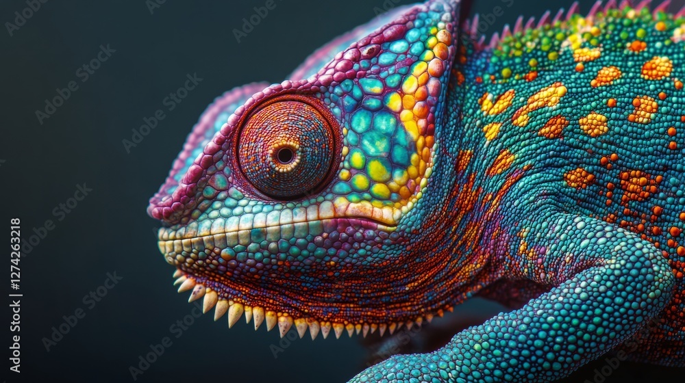 Al generated illustration of a colorful chameleon Al generated illustration of a colorful chameleon