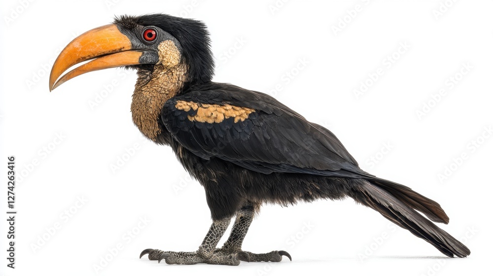 Fototapeta premium Large bird with a long beak standing in a natural habitat environment during daylight hours