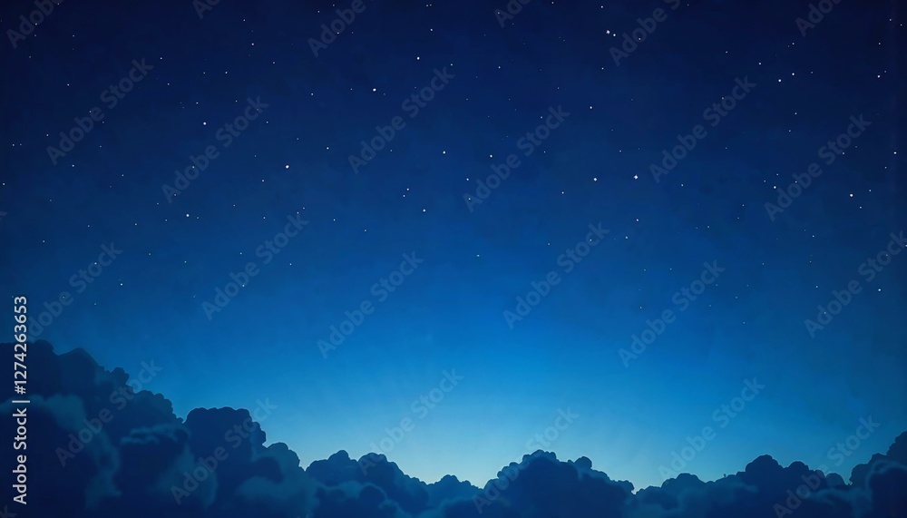 Fototapeta premium Serene blue starry sky with scattered stars creating a peaceful atmosphere