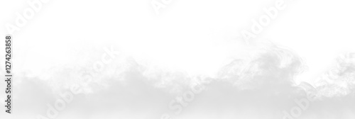 Stage floor white gray smoke mist transparent PNG, isolated background cutout. Misty effect, smoke machine, smog gathering at the bottom