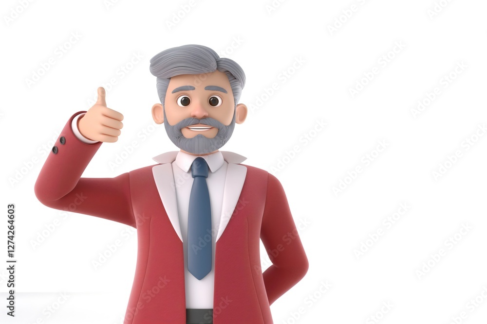 A business person in his 50s is giving a thumbs up while wearing professional attire. He has a positive expression on his face, set against a clean, white background A business person in his 50s is giving a thumbs up while wearing professional attire. He has a positive expression on his face, set against a clean, white background