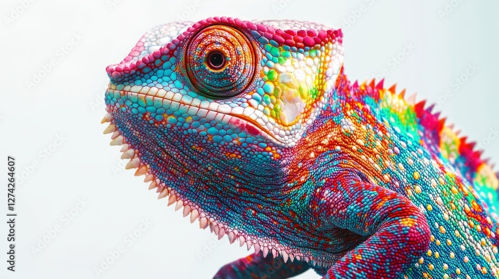 Fototapeta premium Al generated illustration of a colorful chameleon