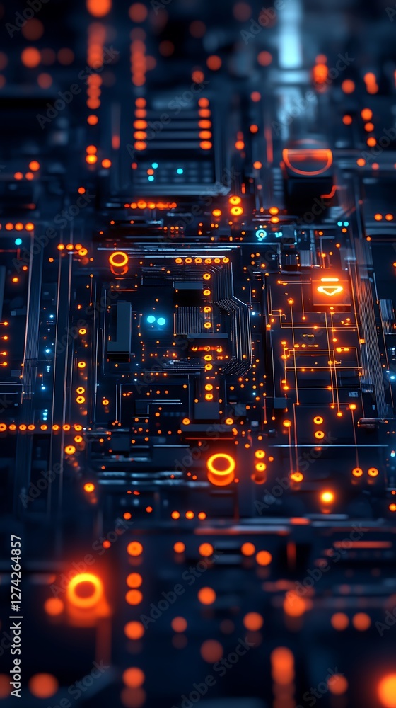 Obraz premium Glowing Circuit Board, Tech Background