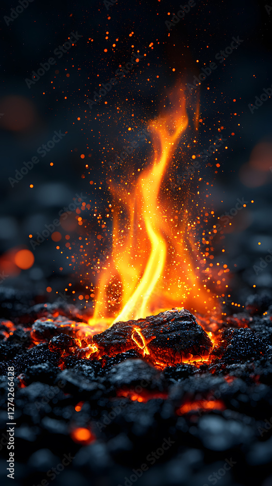 Bonfire Fire flames isolated on black background Bonfire Fire flames isolated on black background