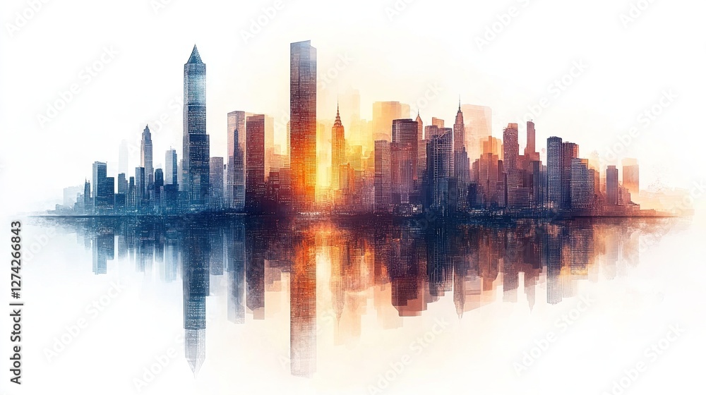 Fototapeta premium Wireless Network and Cityscape Technology Concept -