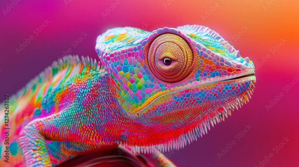 Al generated illustration of a colorful chameleon Al generated illustration of a colorful chameleon