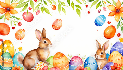 EASTER BUNNIES EASTER EGGS AND CHOCOLATES EASTER COLLECTION WATERCOLOR VERSION