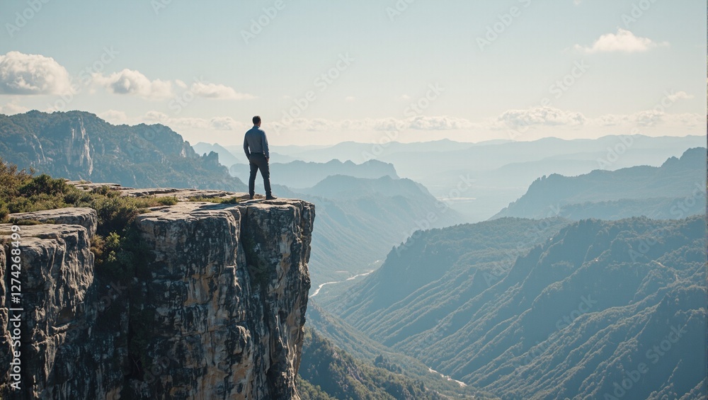 Obraz premium Business leader at cliff edge symbolizing company success