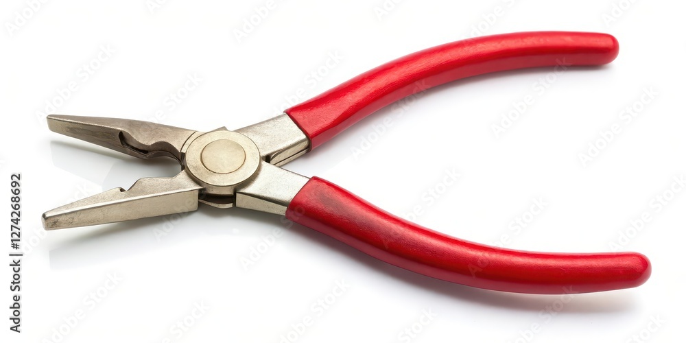 Fototapeta premium Red-handled Needle-Nose Pliers on White Background