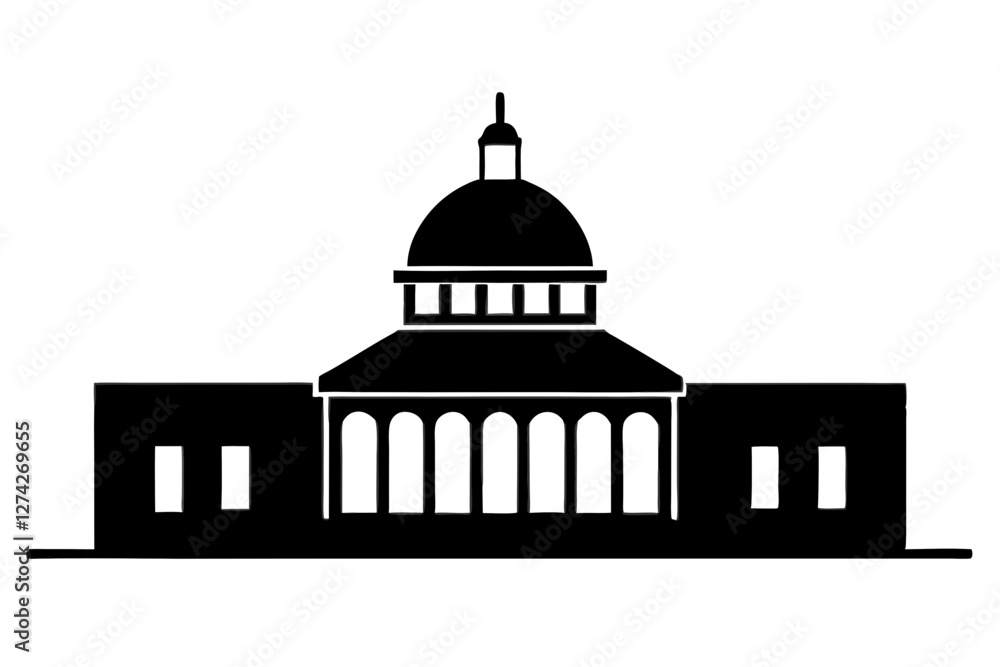 Obraz premium Government Building silhouette on white background