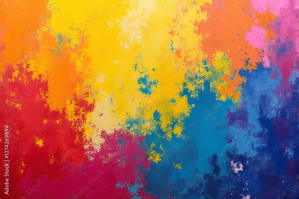 Fototapeta premium Vibrant Abstract Painting with Bold Colors and Textured Effect