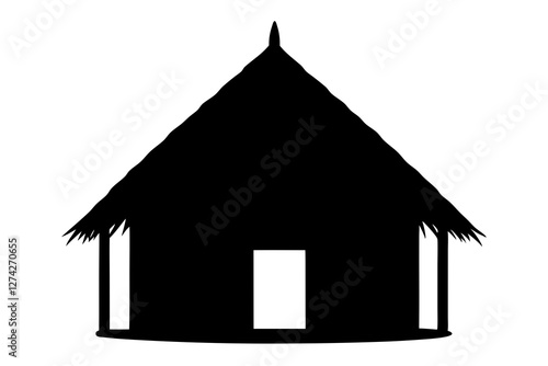 Straw hut vector Silhouette