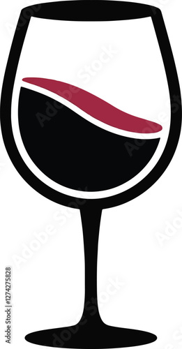 Wine glass with wine for tasting flat vector icon for apps and websites