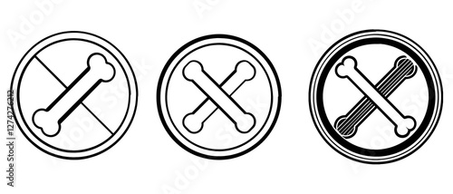 Crossed Bones Vector Icon Set 