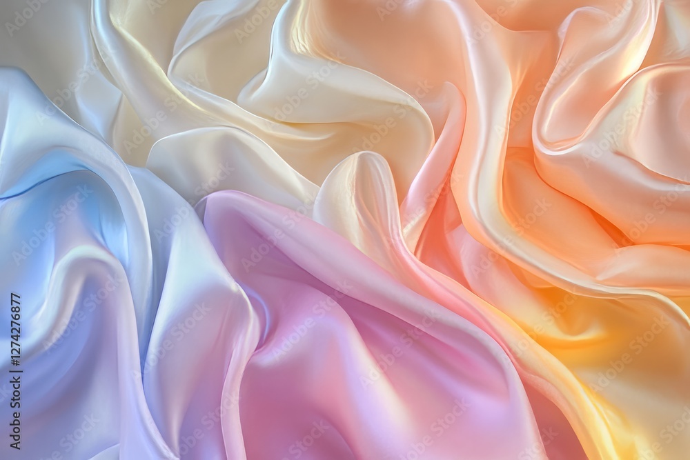 Obraz premium Abstract background - iridescent pearl gradient, soft pastel rainbow shades, delicate shimmer, silky smooth reflections, elegant and airy aesthetics