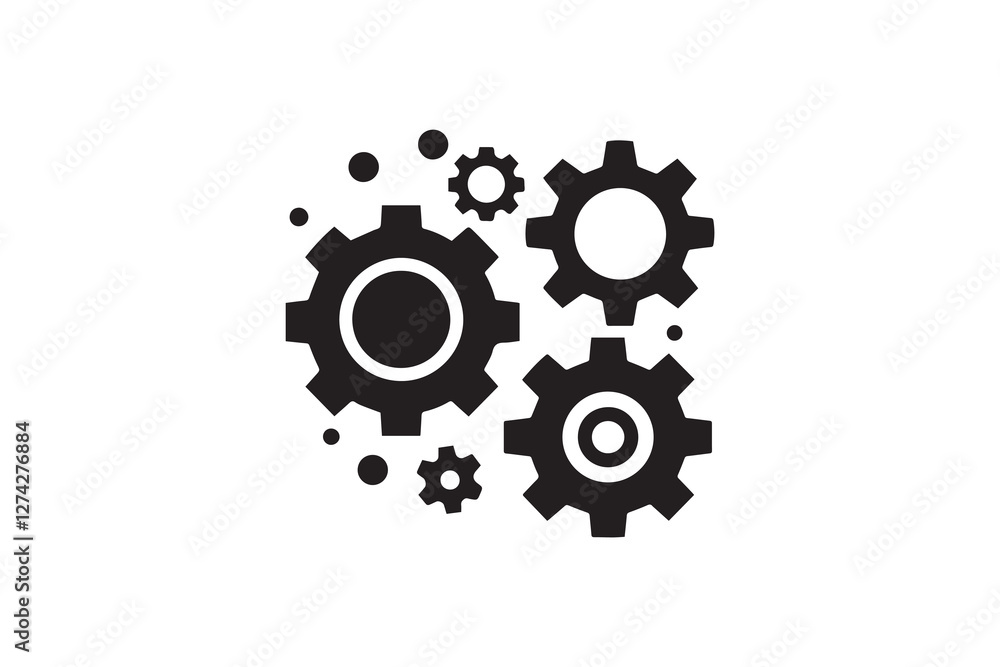 gear icon vector silhouette isolated in white background gear icon vector silhouette isolated in white background