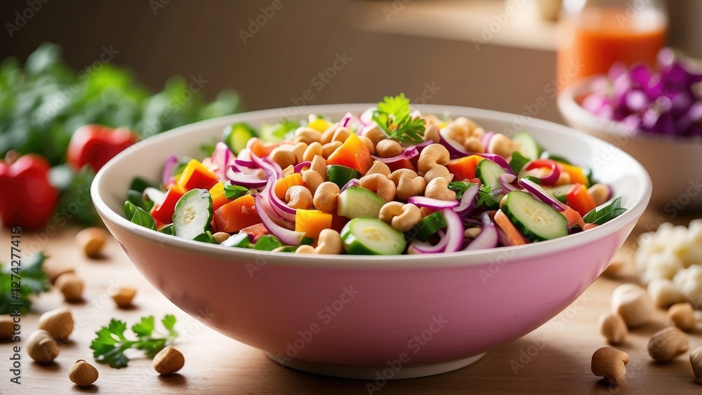 A heart-shaped bowl filled with a variety of colorful vegetables and nuts A heart-shaped bowl filled with a variety of colorful vegetables and nuts