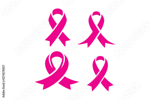 breast awareness ribbon icon vector silhouette isolated in white background