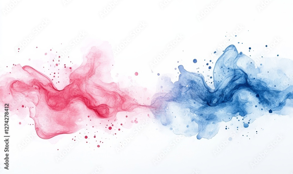 A visual representation of red and blue color smoke blending A visual representation of red and blue color smoke blending