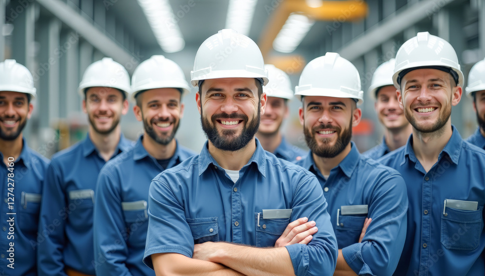the business team in white helmets at the factory the business team in white helmets at the factory