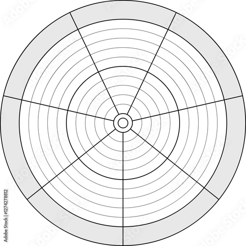 Vector range of needs from seven sectors for daily planner, journal, notebook. Round diagram in white and grey colors