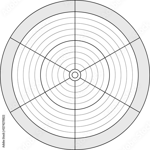 Vector life balance circle in six parts. Printable template for daily planner, journal, notebook in white and grey colors