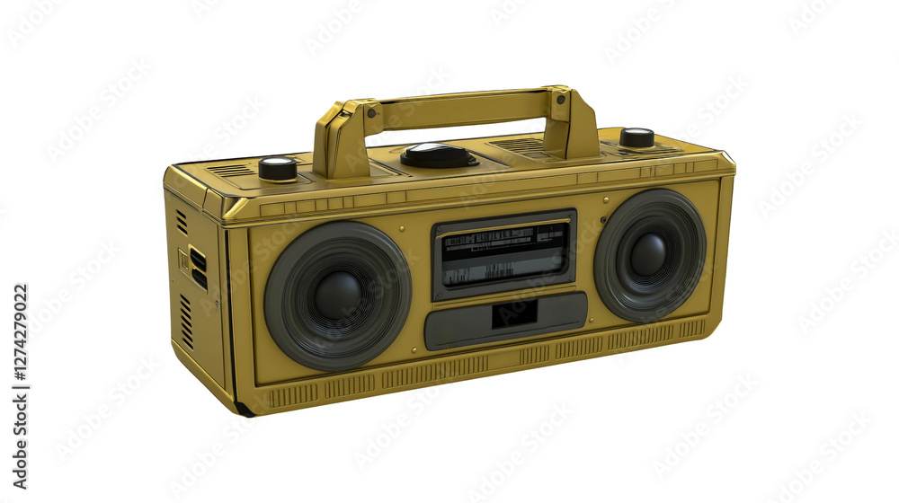 An old-school beige boombox, isolated on a transparent background. An old-school beige boombox, isolated on a transparent background.