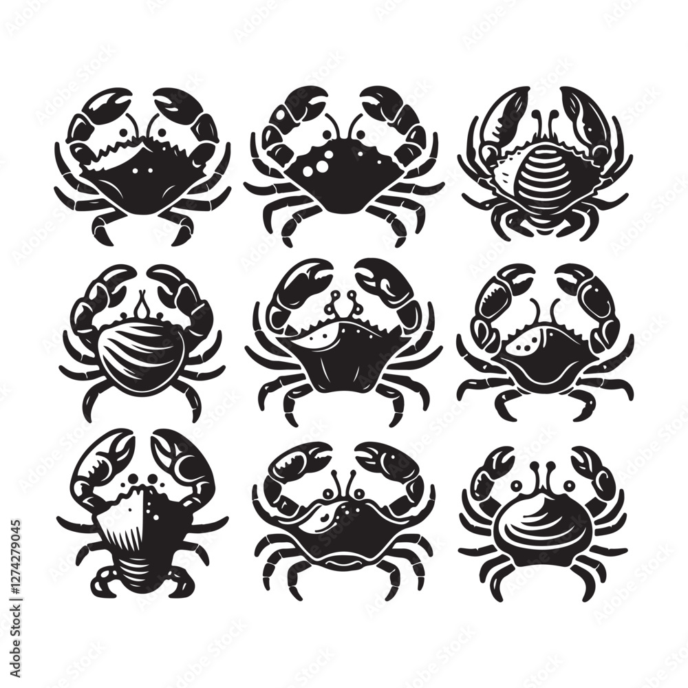 simple Crab set vector silhouette style with white background simple Crab set vector silhouette style with white background