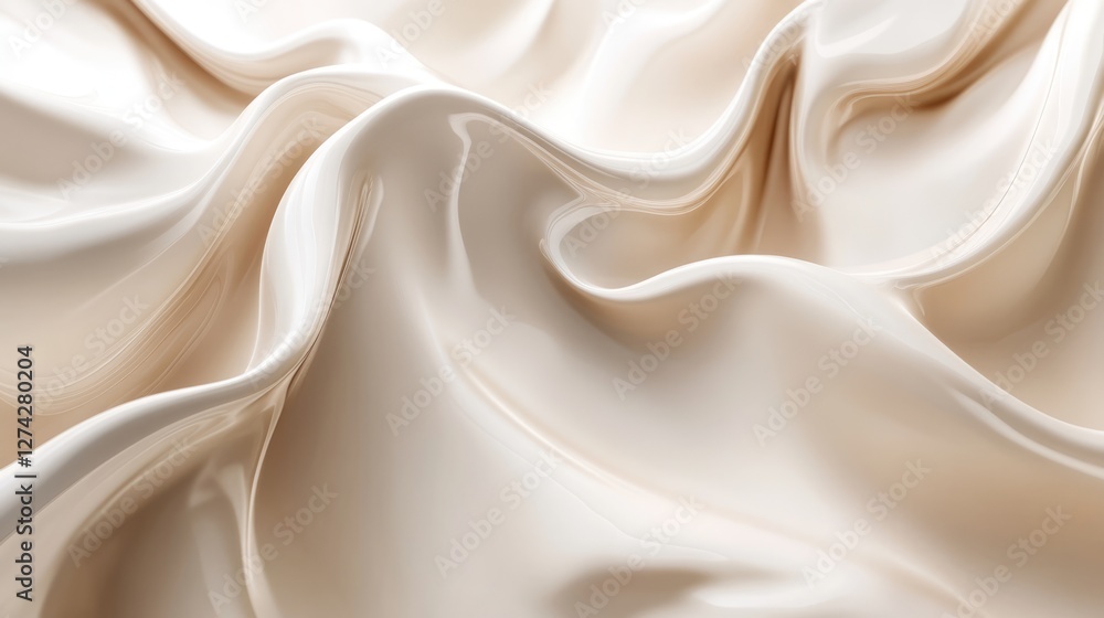 Fototapeta premium Creamy Beige Draped Fabric Abstract Background