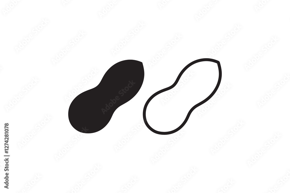 peanut icon vector silhouette isolated in white background peanut icon vector silhouette isolated in white background