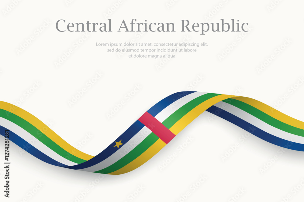 Central African Republic flag on Waving ribbon Central African Republic flag on Waving ribbon