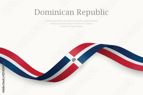 Obraz na płótnie Dominican Republic flag on Waving ribbon w salonie