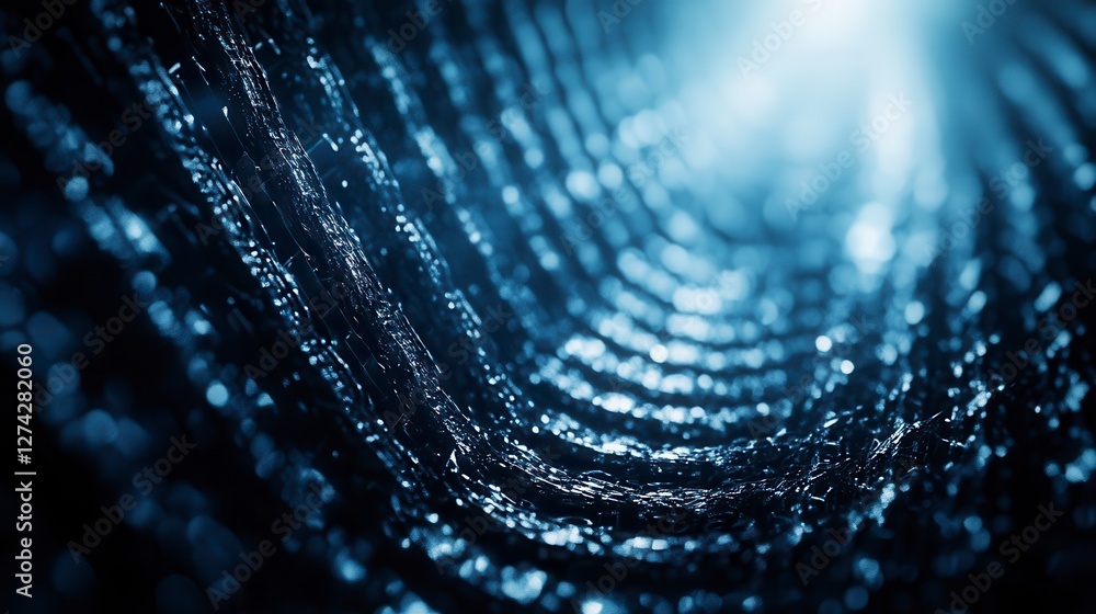 A mesmerizing blue abstract image featuring shimmering waves of light and texture, creating a sense of depth and movement. A mesmerizing blue abstract image featuring shimmering waves of light and texture, creating a sense of depth and movement.