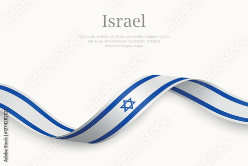 Israel flag on Waving ribbon