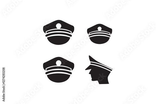 captain hat icon vector silhouette isolated in white background