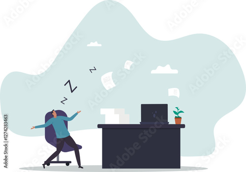 Quiet quitting, lack of work motivation, work boredom or morality, exhaustion or burn out from hard work without recognition .business concept.flat character.