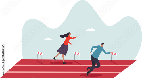 Gender inequality woman or female discrimination, unfair opportunity or unequal,business concept.flat character.
