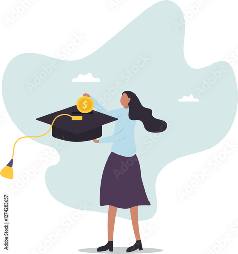 Education fund for college, saving for school or university tuition fee, study cost or training expense.business concept.flat character.