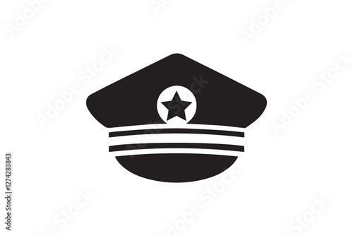 captain hat icon vector silhouette isolated in white background
