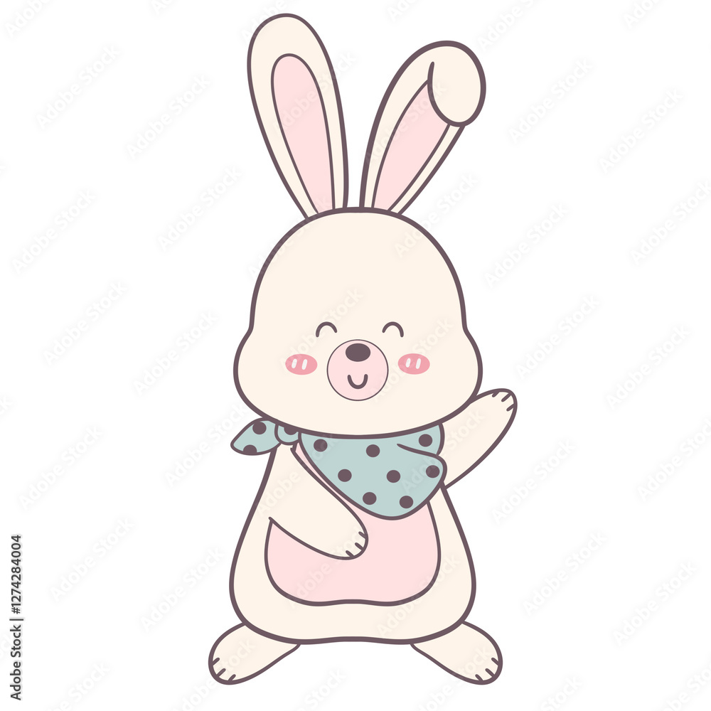 Smiling Bunny with Scarf – Pastel Spring Rabbit Illustration Smiling Bunny with Scarf – Pastel Spring Rabbit Illustration