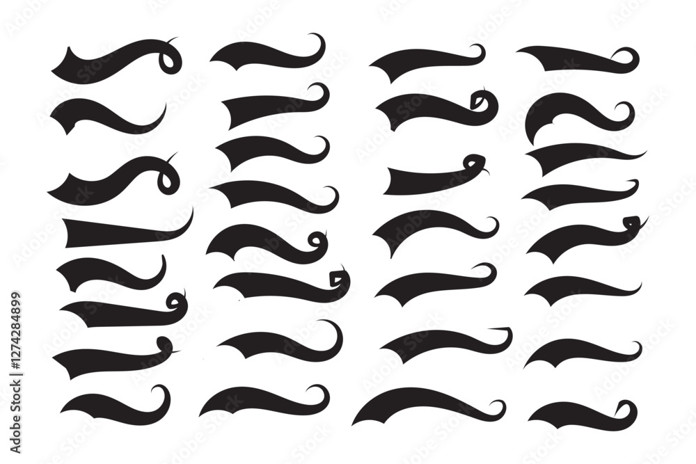 Swoosh, swash underline stroke set. Hand drawn swirl swoosh underline calligraphic element. Vector illustration. Variety Design. Eps10 Swoosh, swash underline stroke set. Hand drawn swirl swoosh underline calligraphic element. Vector illustration. Variety Design. Eps10