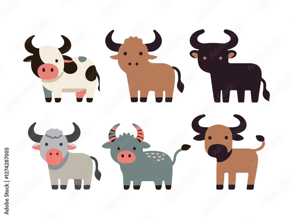 Obraz premium simple ox set vector style with white background