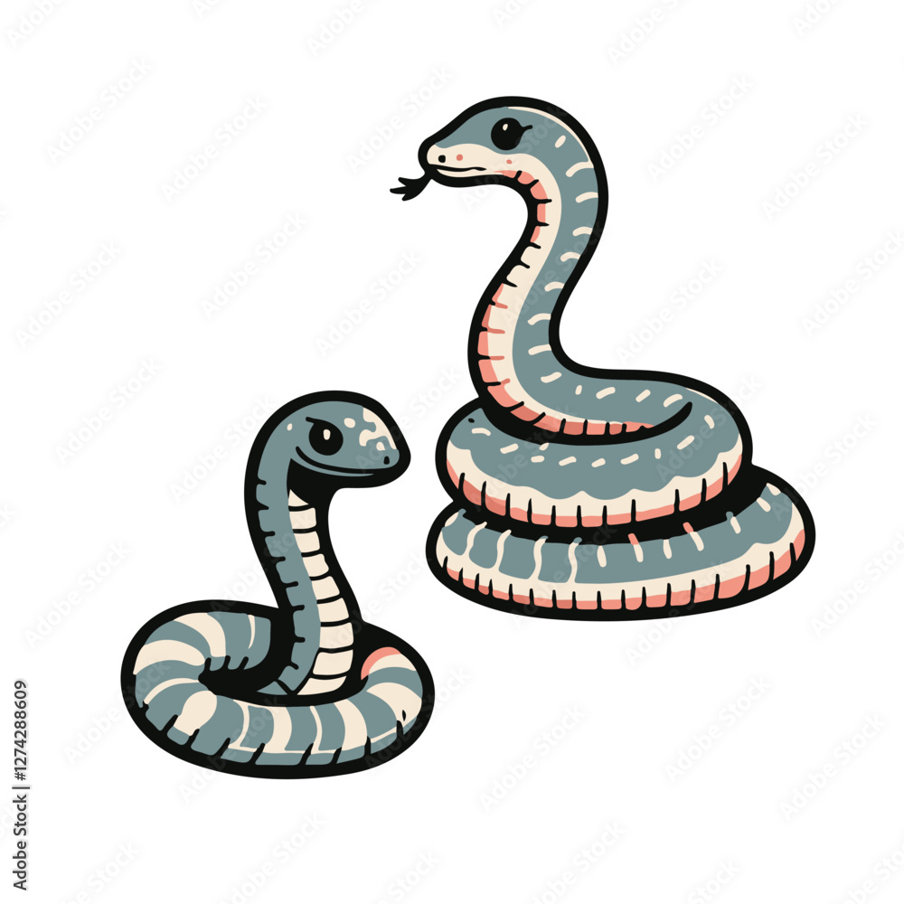 Fototapeta premium a simple snake set vector style with white background