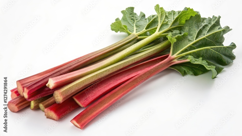 Rhubarb Stalks on White Background Rhubarb Stalks on White Background