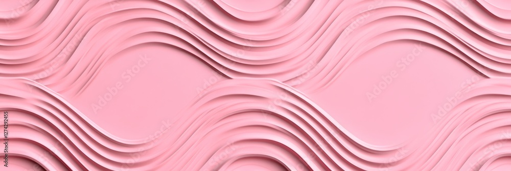 Obraz premium Seamless Soft Blush 3D Low Profile Wave Texture Pattern Background, Elegant Minimalist Design