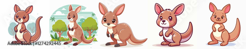 vector set of adorable kangaroos