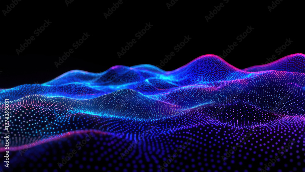 Cyber big data flow. Blockchain data fields. Network line connect stream. Concept of AI technology, digital communication, science research, 3D illustration music waves Cyber big data flow. Blockchain data fields. Network line connect stream. Concept of AI technology, digital communication, science research, 3D illustration music waves