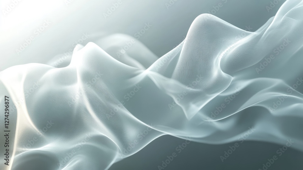 Obraz premium Abstract Flowing Lines: Elegant Silver Wave Pattern Design