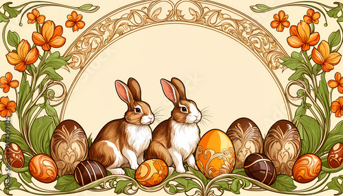 EASTER BUNNIES EASTER EGGS AND CHOCOLATES EASTER CARD EASTER COLLECTION 