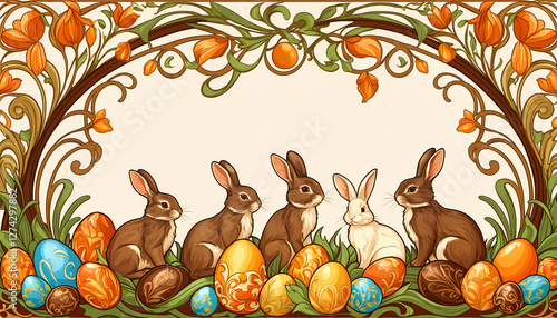 EASTER BUNNIES EASTER EGGS AND CHOCOLATES EASTER CARD EASTER COLLECTION 